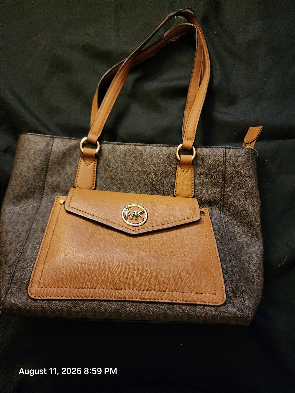 Michael Kors Joey Medium Pocket Tote Bag - Brown/Acorn MK Signature Monogram